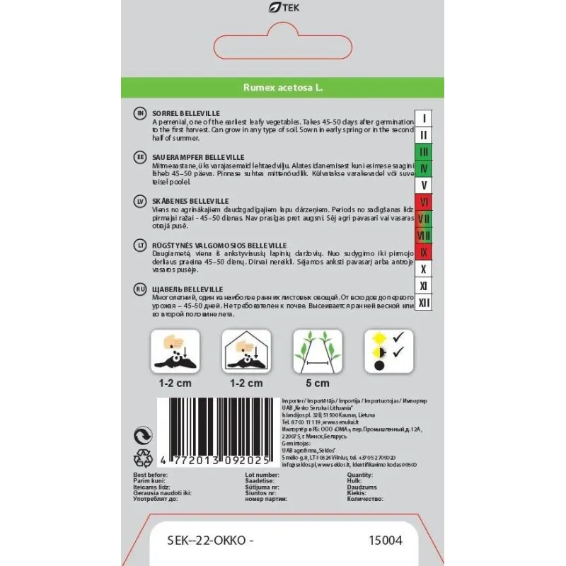 Sēklas Okko, skābenes Belleville, 1 g