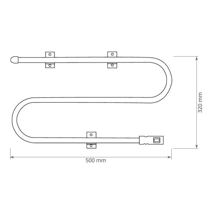 Elektriskais dvieļu žāvētāja stienis Thema Lux BK-112AW, melna krās., 50 cm x 32 cm, 45 W