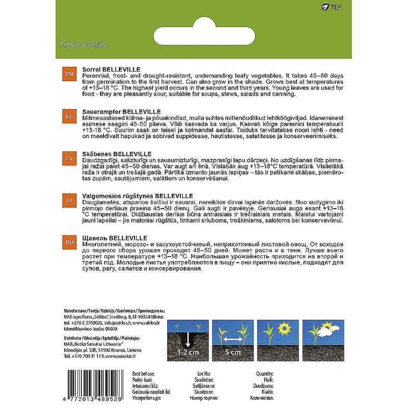 Sēklas dārzeņu skābeņu belleville 2g