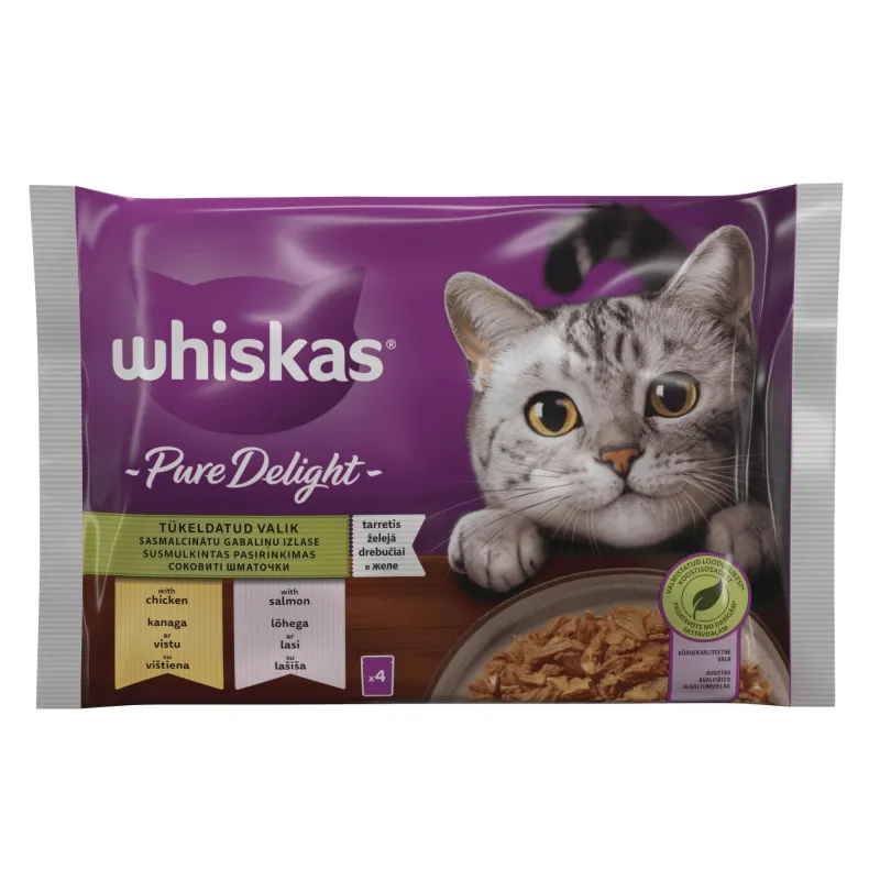 Šlapias kačių maistas Whiskas Salmon,chicken, vištiena-lašiša, 0.085 kg x 4 vnt.