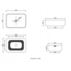 Vannas istabas izlietne Invena Vitoria, keramika, 45.5 cm x 32 cm x 13.5 cm, balta
