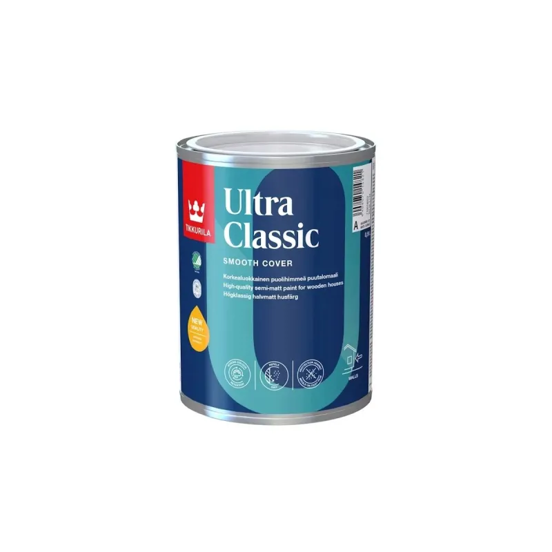 Krāsas koka fasādēm Tikkurila Ultra Classic C, ūdens bāzes, pus-matēts, 0.9 l