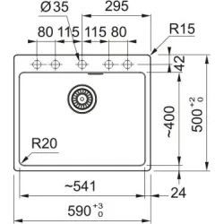 Virtuves izlietne Franke Maris MRG 610-54, granīts, 59 cm x 50 cm x 20 cm, melna krās.