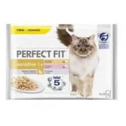 Mitrā kaķu barība Perfect Fit, vistas gaļa, 0.085 kg x 4 gab.