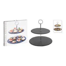 Šķīvis servēšanas 2 stāvu akmens 25x23cm