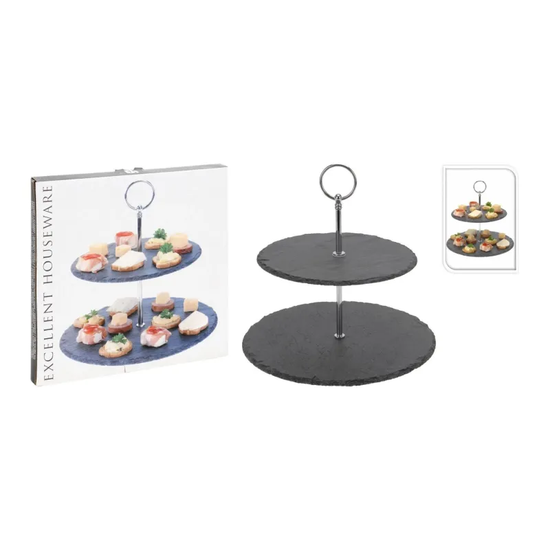 Servēšanas stends, 25 cm x 25 cm x 23 cm, melna, akmens