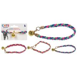 Kakla siksna kaķiem elastīga ar zvaniņu, 3veidi