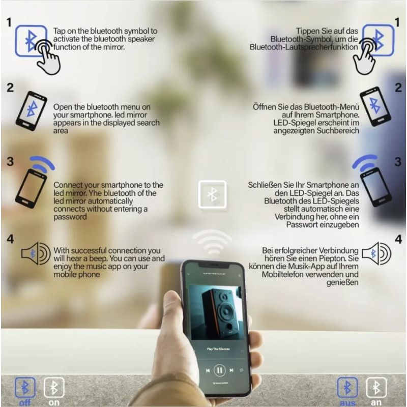 Nocenota prece - Aquamarin vannasistabas spogulis ar LED apgaismojumu 100x80 cm