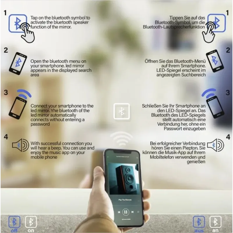 Nocenota prece - Aquamarin vannasistabas spogulis ar LED apgaismojumu 100x80 cm