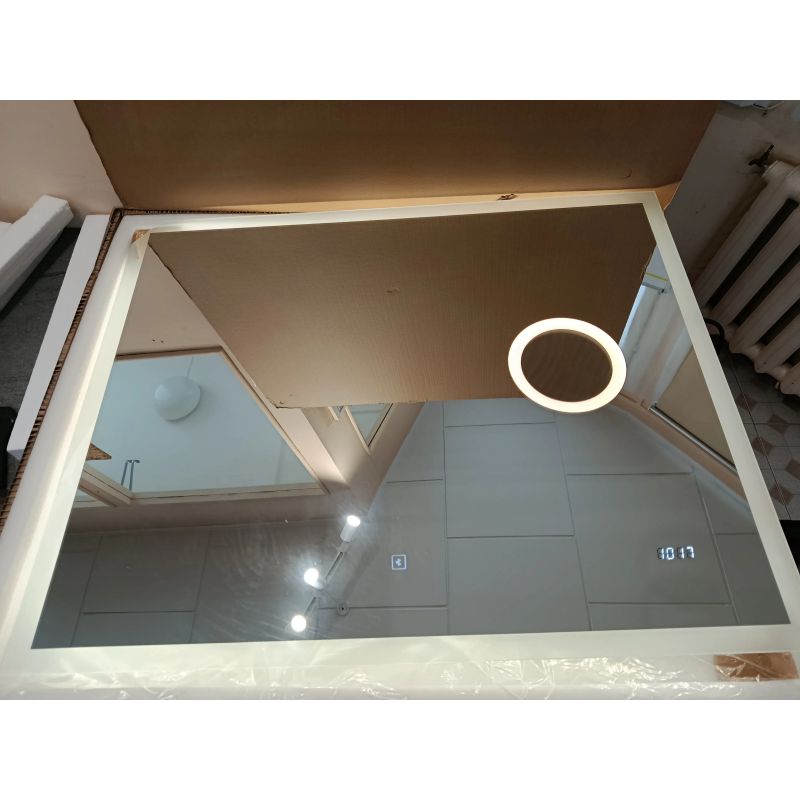 Discounted item - Aquamarine bathroom mirror with LED lighting 100x80 cm