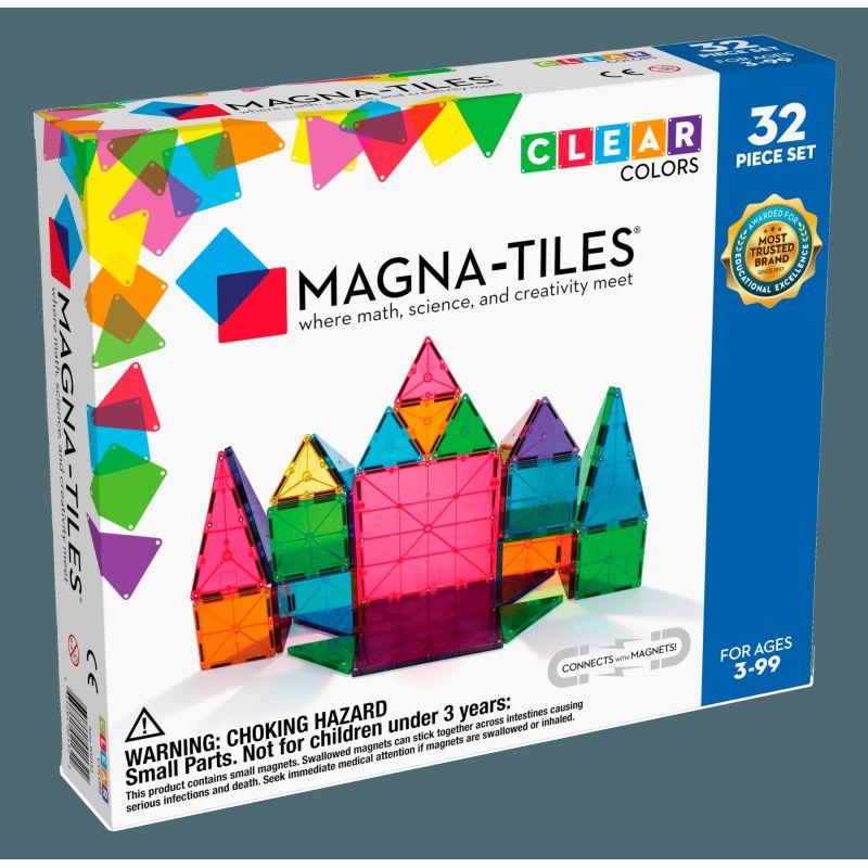 MAGNA-TILES Magnetkonstruktori komplekt Clear colors, 32 osa