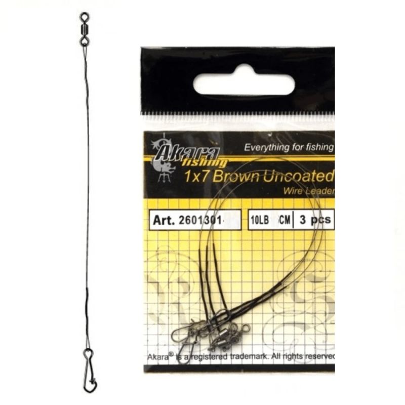 Steel Leash AKARA 2601301-23-F3, Braided 1X7, Test 4.5 kg. Length 23cm.