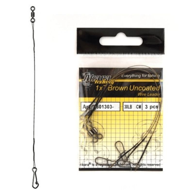 Steel Leash AKARA 2601303-15-F3, Braided 1X7, Test 13.5 kg. Length 15 cm.