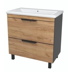 Vannas istabas skapis Katalonija 70 ar izlietni Como 70 ozols- antracīts