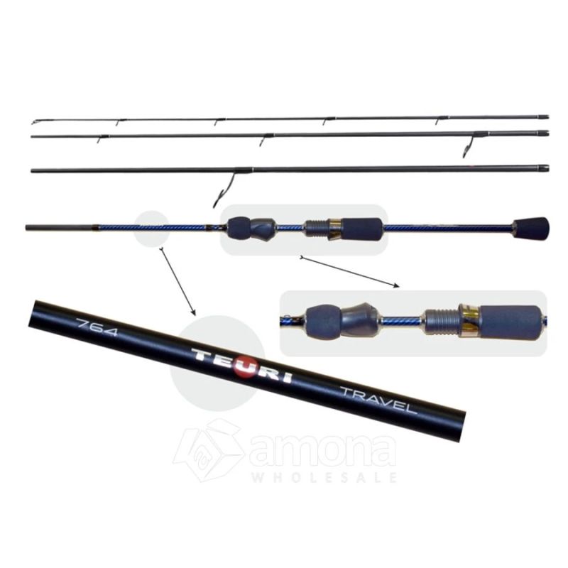Universālā spininga makšķere AKARA Teuri Travel TX-30, 4 daļu, garums 2,28 m. Tests 0,5–6 g.