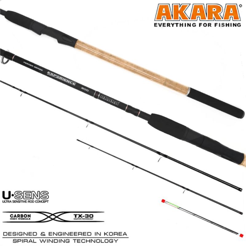 Apakšējā makšķere AKARA Experience Feeder TX-30 3X Garums 3,90 m. Pārbaude 30-60-90