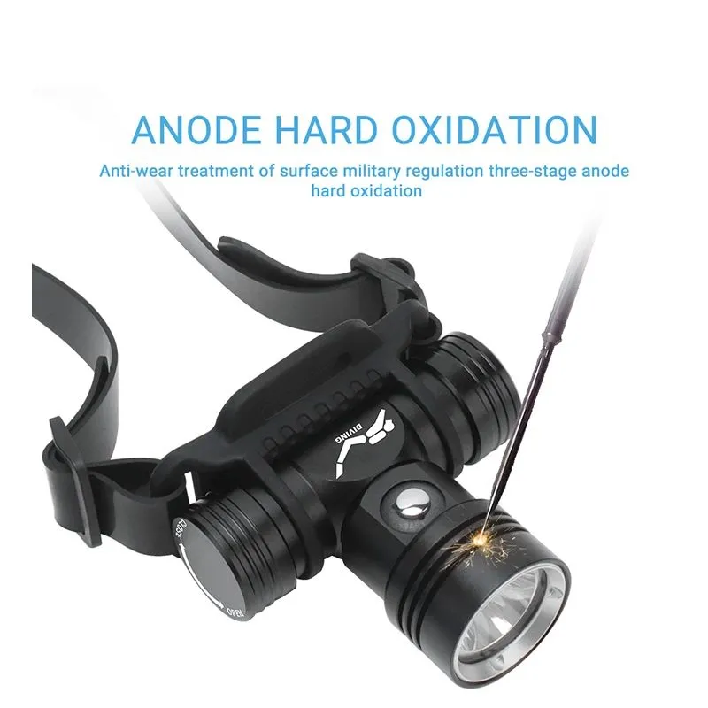 LED priekšējais lukturis BORUiT YHX-1362, paredzēts niršanai līdz 60 m zem ūdens