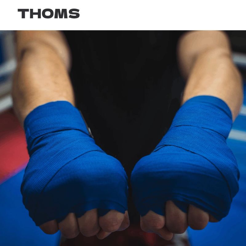 Boksa pārsējs THOMS Royal Blue 5cm x 4.5m, izgatavots no 100% kokvilnas