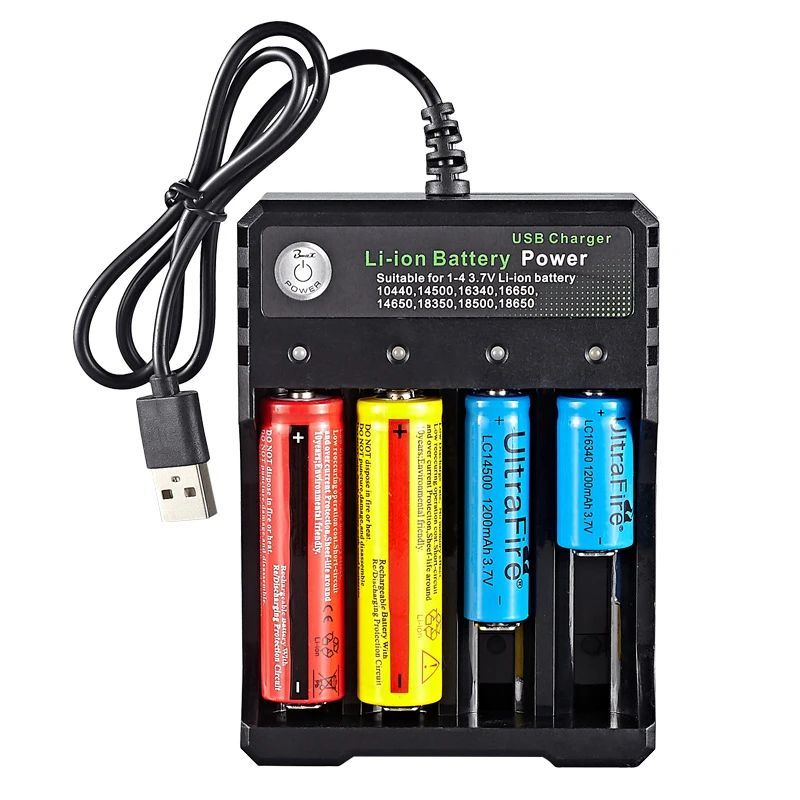 USB akumulatora lādētājs BMAX 3,7 V, 4 ligzdas 18650