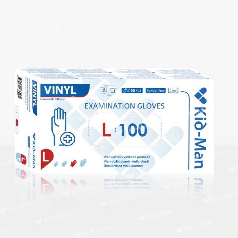 Disposable Vinyl Gloves, Size L, Pack of 100