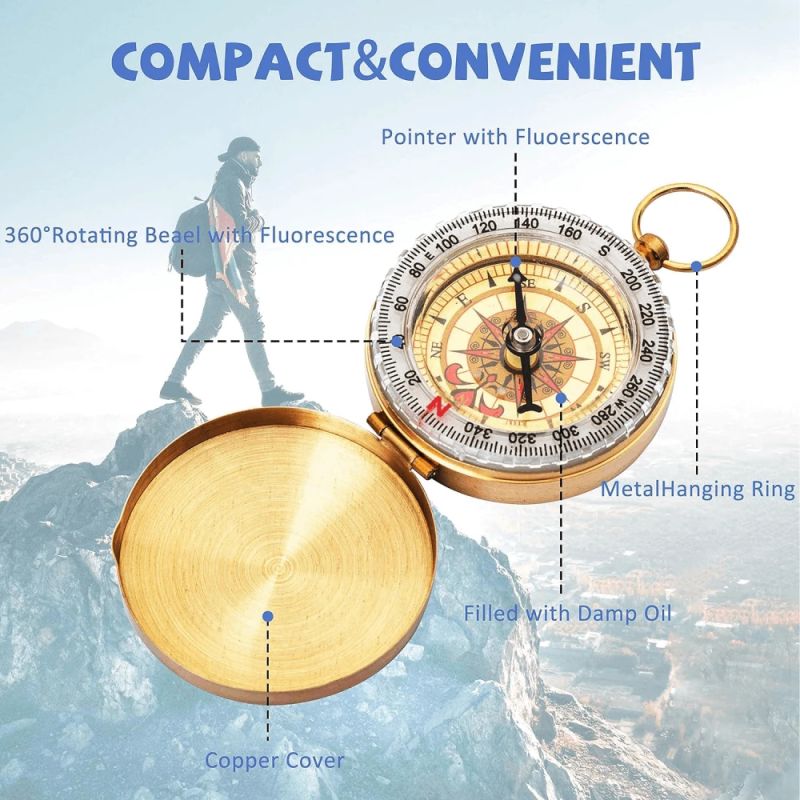 Mini Compass THOMS Hiking Gold Fluo