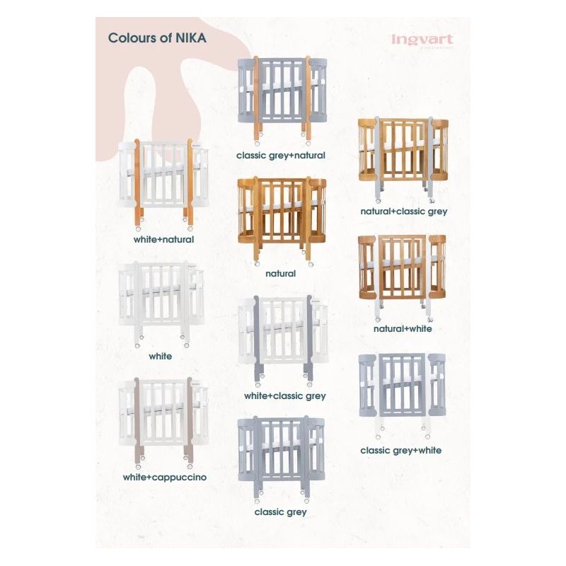 Bērnu Gultiņa-Transformers Ingvart Nika 5-in-1, 60x120cm, Balta-Pelēka Krāsa