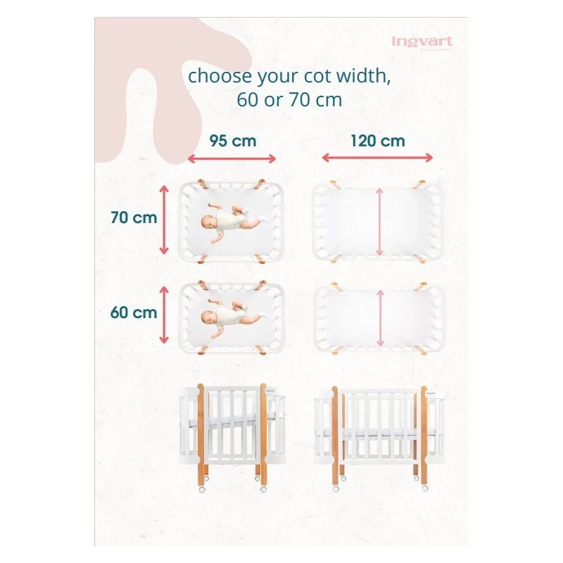 Bērnu Gultiņa-Transformers Ingvart Nika 5-in-1, 60x120cm, Balta-Pelēka Krāsa