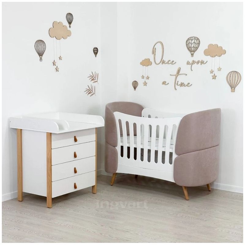 Bērnu gultiņa-transformators Ingvart Fly 6-in-1, 80x136cm, Boucle Trusītis