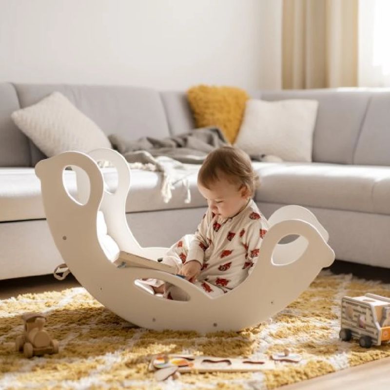 Šūpoles Ingvart FunArc 80x40x40cm, koka, dabīgā-varavīksnes krāsā