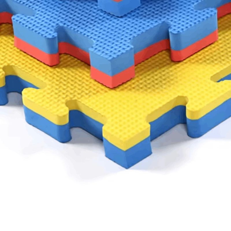 Grindų Danga Tatami Puzzle 100x100x2cm Geltona Mėlyna 80kg-m3