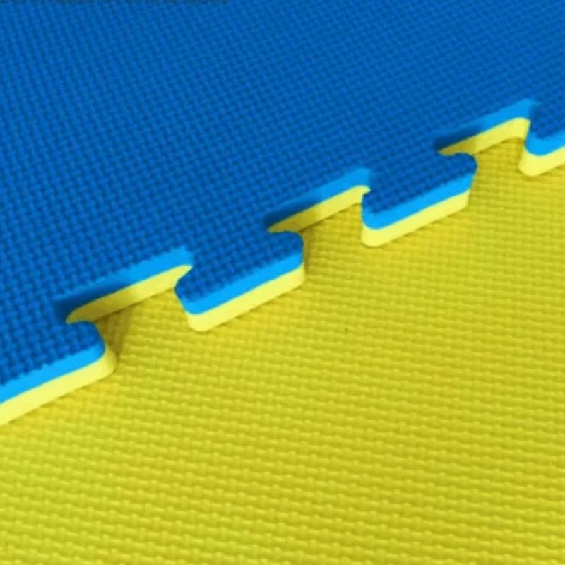 Grindų Danga Tatami Puzzle 100x100x2cm Geltona Mėlyna 80kg-m3