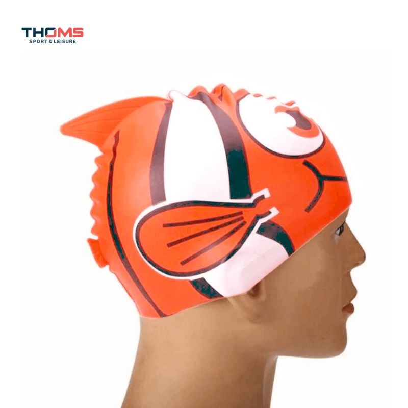 Silikona peldcepure THOMS Zivju oranža