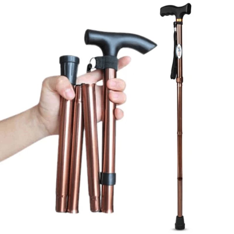 Salokāms alumīnija spieķis KASMAN Cane Brown, regulējams augstums