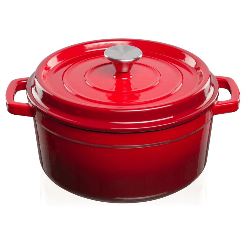 Enameled cast iron pot TETSU Stew 4,8 liters, Red, 26 cm.