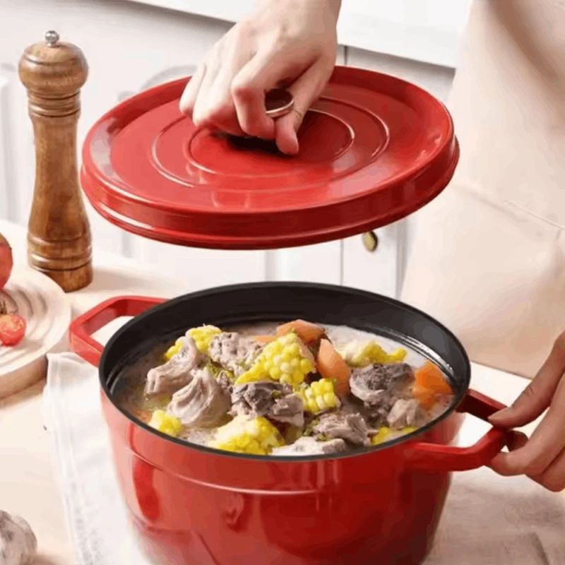 Enameled cast iron pot TETSU Stew 4,8 liters, Red, 26 cm.