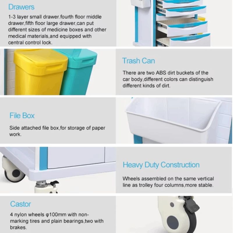 Multifunctional medical trolley KASMAN Blue 625475950mm