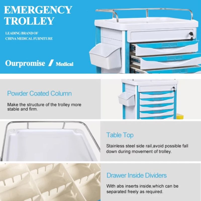 Multifunctional medical trolley KASMAN Blue 625475950mm