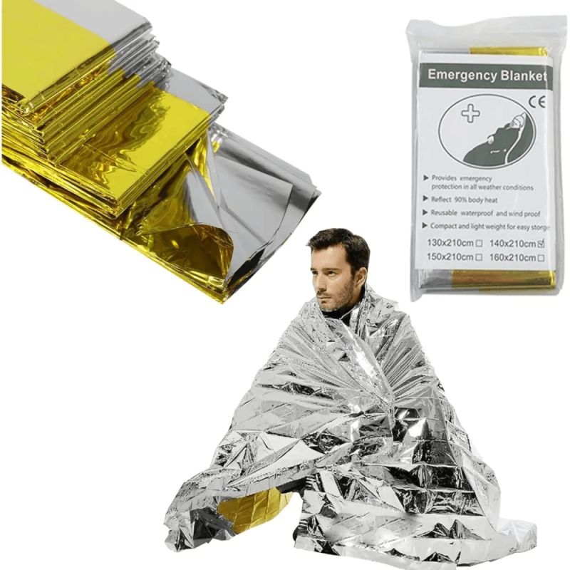 Izdzīvošanas sega avārijas situācijām, 160 x 210 cm, divas krāsas