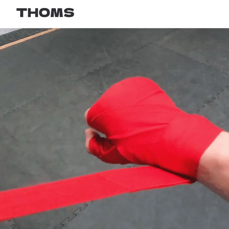 Boksa bandāža THOMS Real Red 5cm x 4.5m, izgatavota no 100% kokvilnas