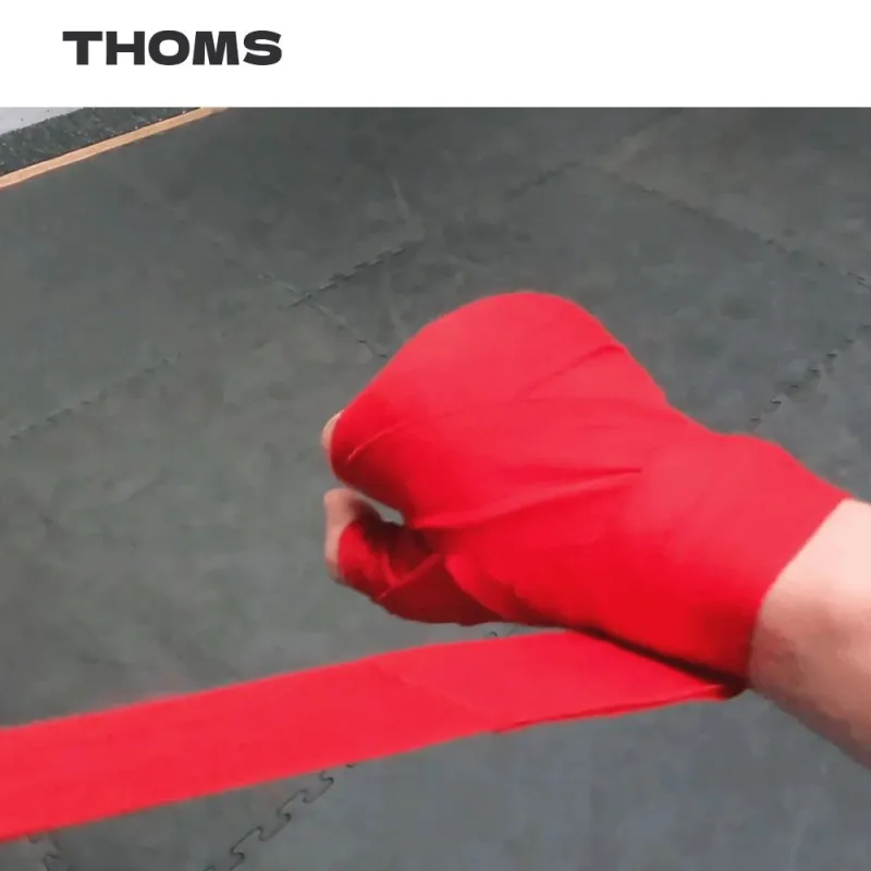Bokso tvarstis THOMS Real Red 5cm x 4,5m iš 100% medvilnės