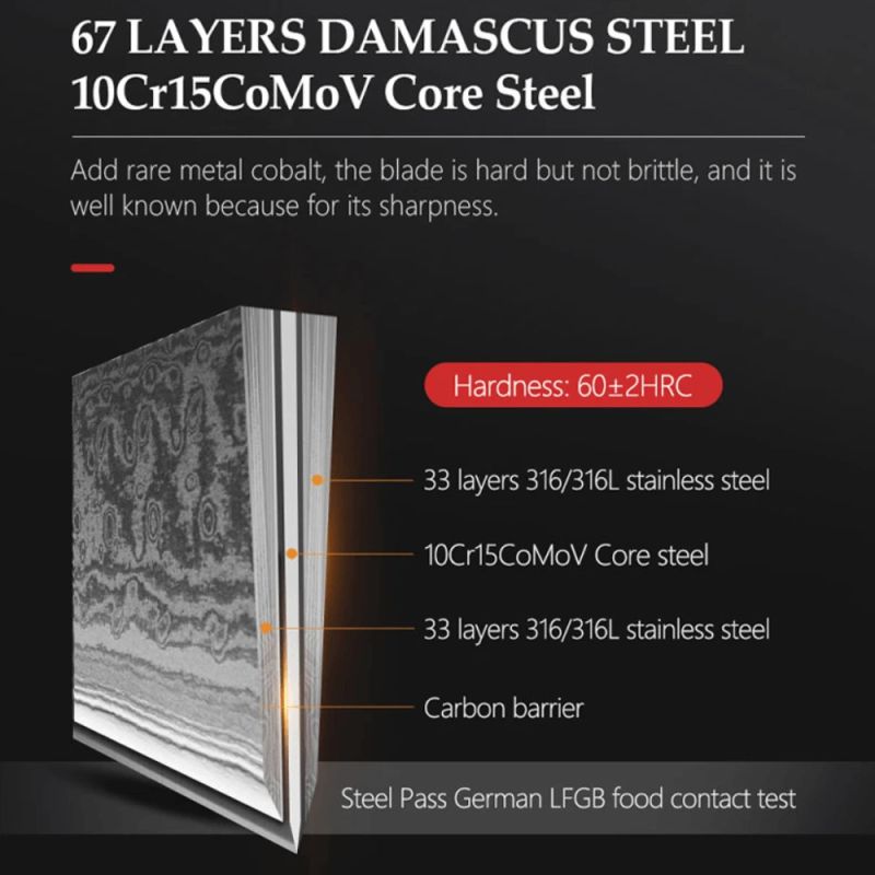 Damaskas tērauda 5.1 universālais nazis Usugiri JH-D-015