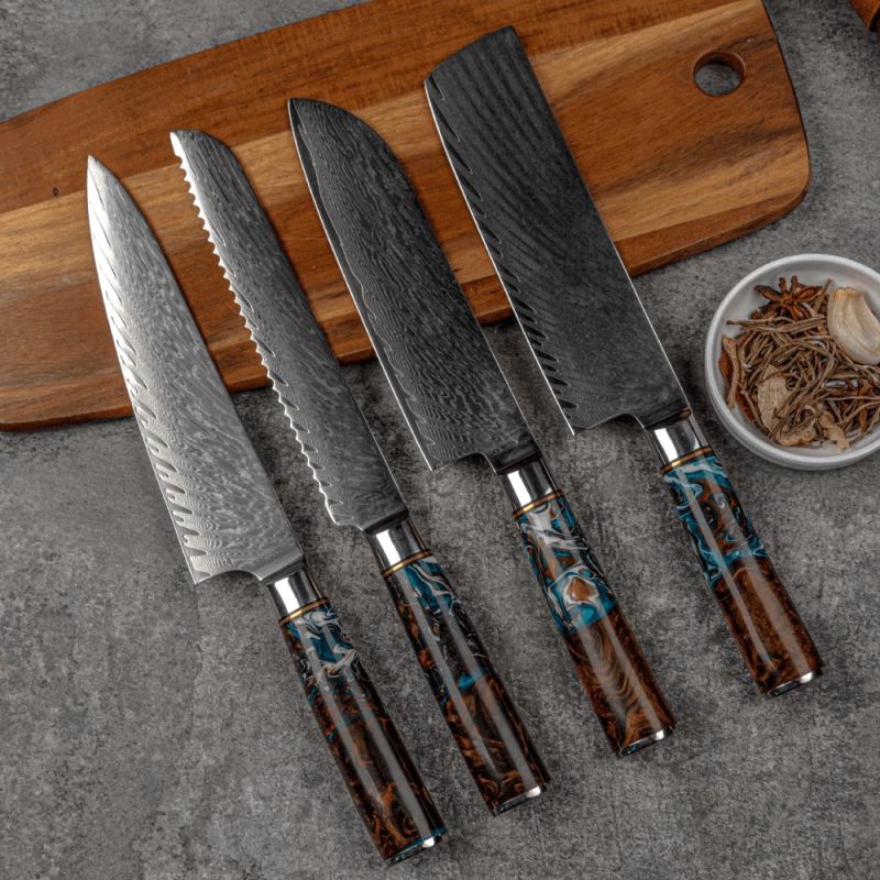 Damaskas tērauda virtuves nažu komplekts Usugiri Takumi, 9 daļu