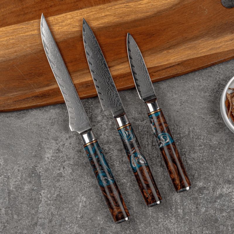 Damaskas tērauda virtuves nažu komplekts Usugiri Takumi, 9 daļu