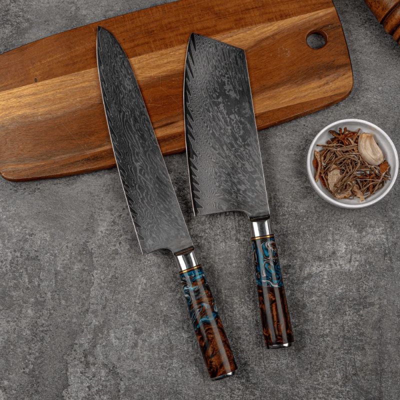 Damaskas tērauda virtuves nažu komplekts Usugiri Takumi, 9 daļu