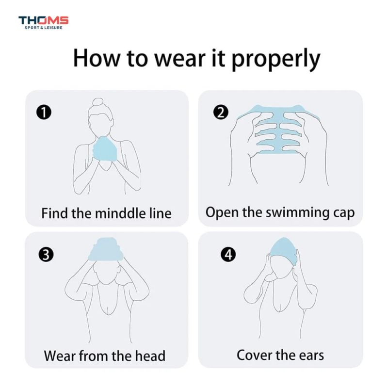 Silikona peldēšanas cepurīte THOMS TS-SC102-BC-24, Black ,24,0 cm,