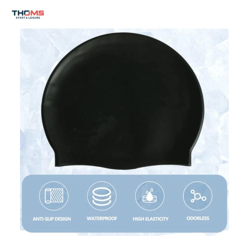Silikona peldēšanas cepurīte THOMS TS-SC102-BC-24, Black ,24,0 cm,