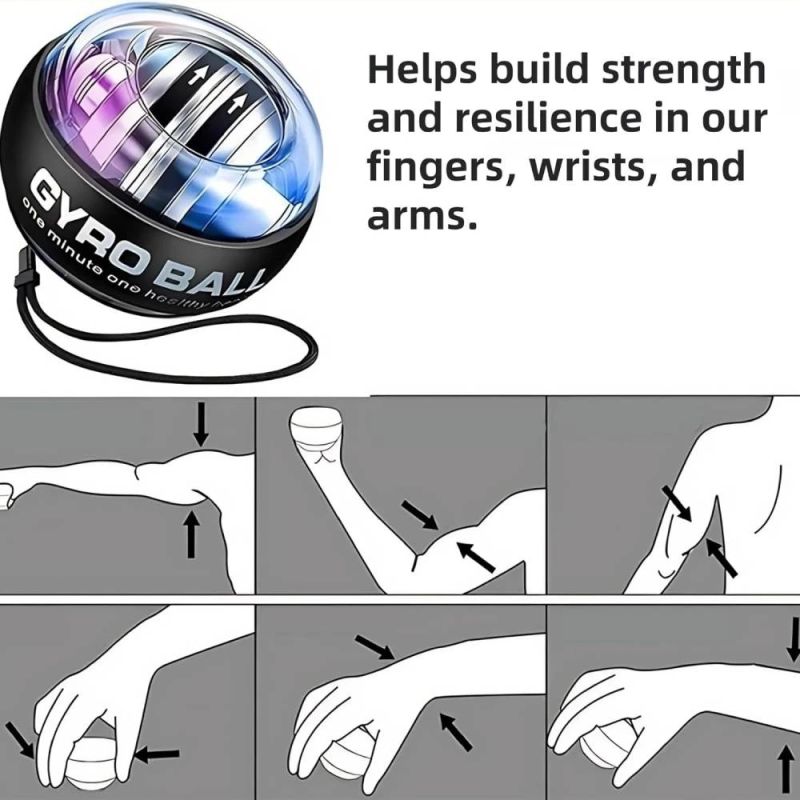 Giroskopinis riešo treniruoklis Gyro Ball Strengthens Black, Led 6 spalvos