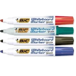 Маркер для белой доски Bic Velleda 1701, синий цв.-черный цв.-красный цв., 4 шт.