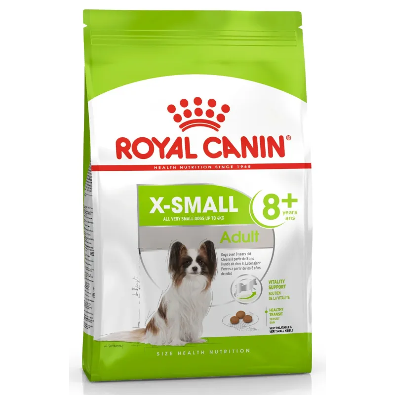 Sausā suņu barība Royal Canin X-Small Adult +8, vistas gaļa, 1.5 kg