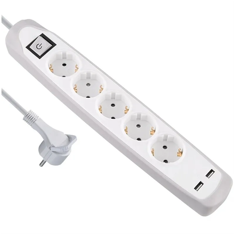 Pagarinātājs Electraline, 3 x 1 mm², 2 m, 5 ligzdas